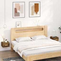Berkfield Home Wall-mounted Bedside Cabinets 2 pcs Smoked Oak 35x35x20 cm in Brown - Size: 35 x 35 x 20 cm - thumbnail 1