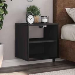 Berkfield Home Wall-mounted Bedside Cabinet Black 40x31x39.5 cm - thumbnail 2