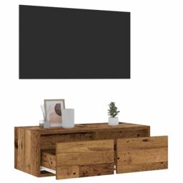 Berkfield Home TV Cabinet with LED Lights Old Wood 75x35.5x25 cm in Brown - thumbnail 5