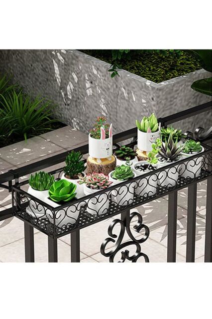 Living and Home 80Cm Hanging Railing Planter Flower Pot Holder Plant Rack in Black - image 1
