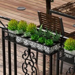 Living and Home 80Cm Hanging Railing Planter Flower Pot Holder Plant Rack in Black - thumbnail 7