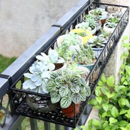 Living and Home 80Cm Hanging Railing Planter Flower Pot Holder Plant Rack in Black - thumbnail 6