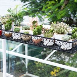 Living and Home 80Cm Hanging Railing Planter Flower Pot Holder Plant Rack in Black - thumbnail 4