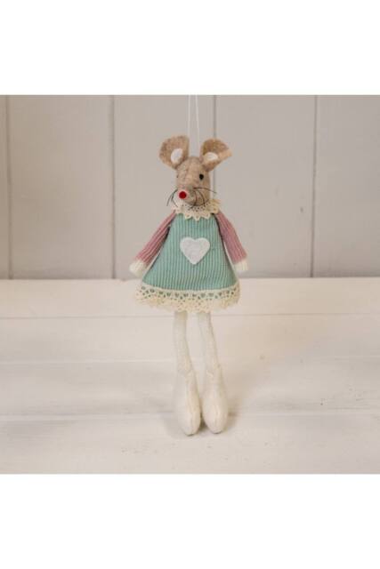 KDMD Green Fabric Sitting / Hanging Mouse with Pink Sleeves - image 1