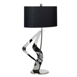 Loops Table Lamp Black Shade Highly Polished Nickel Finish LED E27 60W Bulb in Metallics - thumbnail 2