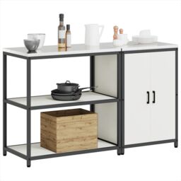 Berkfield Home Kitchen Storage Set with Shelf with Storage with Door Adjustable 2 pcs White 150 x 50 x 92 cm - thumbnail 3