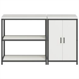 Berkfield Home Kitchen Storage Set with Shelf with Storage with Door Adjustable 2 pcs White 150 x 50 x 92 cm - thumbnail 8