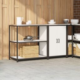 Berkfield Home Kitchen Storage Set with Shelf with Storage with Door Adjustable 2 pcs White 150 x 50 x 92 cm - thumbnail 4