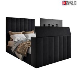 KDMD Vogue Upholstered Soft Velvet Line Black Tv Bespoke Bed Frame - Size: Small Double - thumbnail 5