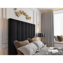 KDMD Vogue Upholstered Soft Velvet Line Black Tv Bespoke Bed Frame - Size: Small Double - thumbnail 3