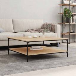 Berkfield Home Decorative Coffee Table Sonoma Oak 100x100x40 cm Engineered Wood in Tan - Size: 100 x 100 x 40 cm - thumbnail 2