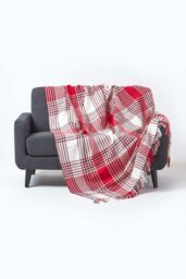 Homescapes Tartan Check Sofa & Bed Throw in Grey - Size: 150 cm x 200 cm - thumbnail 1