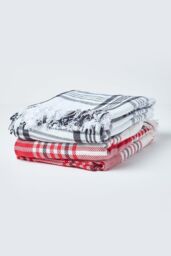 Homescapes Tartan Check Sofa & Bed Throw in Grey - Size: 150 cm x 200 cm - thumbnail 6