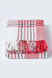 Homescapes Tartan Check Sofa & Bed Throw in Grey - Size: 150 cm x 200 cm - thumbnail 2