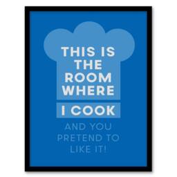Artery8 This Is Where I Cook & You Pretend To Like It Framed Wall Art Print in Blue - Size: A4 - thumbnail 1