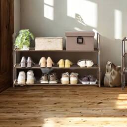 Pirlo Plush 3 Tier Metal Shoe Rack With Open Shelves Walnut - thumbnail 5