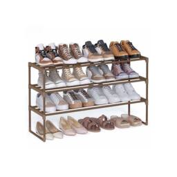 Pirlo Plush 3 Tier Metal Shoe Rack With Open Shelves Walnut - thumbnail 6