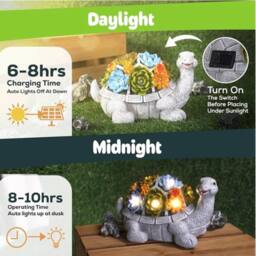 EONLION Garden Turtle Stone Statue with LED Lights - thumbnail 2