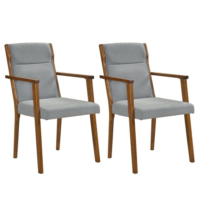 Costway Modern Dining Chairs Set of 2 Upholstered Wooden Accent Chairs in Grey - image 1