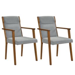 Costway Modern Dining Chairs Set of 2 Upholstered Wooden Accent Chairs in Grey - thumbnail 1