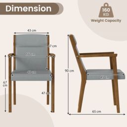 Costway Modern Dining Chairs Set of 2 Upholstered Wooden Accent Chairs in Grey - thumbnail 2