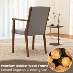 Costway Modern Dining Chairs Set of 2 Upholstered Wooden Accent Chairs in Grey - thumbnail 5