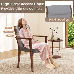 Costway Modern Dining Chairs Set of 2 Upholstered Wooden Accent Chairs in Grey - thumbnail 6