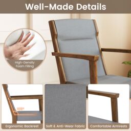 Costway Modern Dining Chairs Set of 2 Upholstered Wooden Accent Chairs in Grey - thumbnail 7