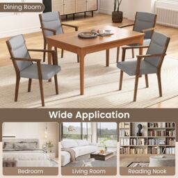 Costway Modern Dining Chairs Set of 2 Upholstered Wooden Accent Chairs in Grey - thumbnail 8