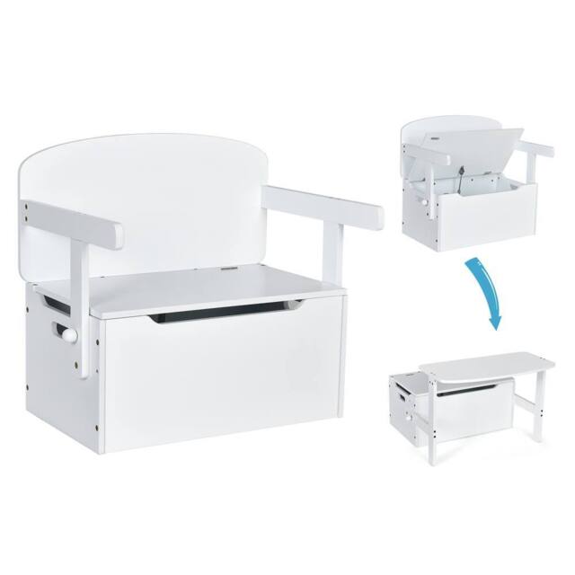 Costway Kids Convertible Activity Bench Table 3-in-1 Desk & Chair Set in White - image 1
