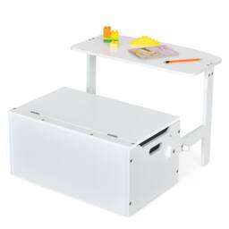 Costway Kids Convertible Activity Bench Table 3-in-1 Desk & Chair Set in White - thumbnail 4