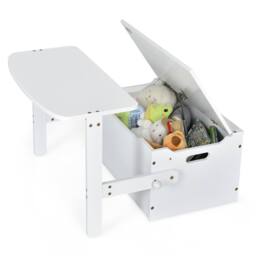 Costway Kids Convertible Activity Bench Table 3-in-1 Desk & Chair Set in White - thumbnail 3