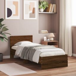 Berkfield Home Bed Frame without Mattress with Headboard Brown Oak 90x200 cm - thumbnail 3