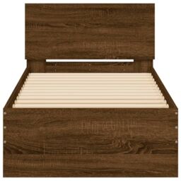 Berkfield Home Bed Frame without Mattress with Headboard Brown Oak 90x200 cm - thumbnail 5