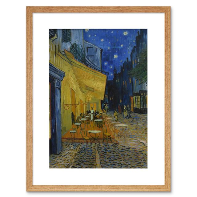 "Artery8 Wall Art Print Van Gogh Cafe Terrace at Night Place du Forum Painting Artwork Framed 9X7 Inch in Beige - Size: W7"" x H9""" - image 1