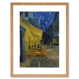 "Artery8 Wall Art Print Van Gogh Cafe Terrace at Night Place du Forum Painting Artwork Framed 9X7 Inch in Beige - Size: W7"" x H9""" - thumbnail 1