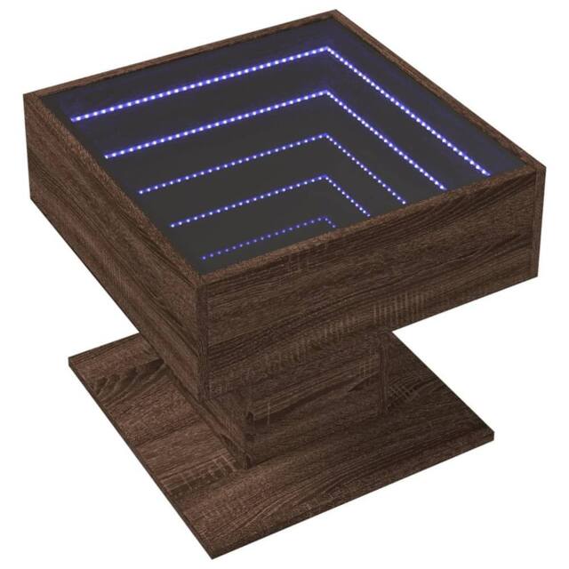 Berkfield Home Decorative Coffee Table with LED Brown Oak 50x50x45 cm Engineered Wood - Size: 50 x 50 x 45 cm - image 1