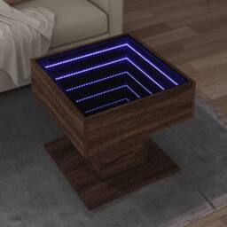 Berkfield Home Decorative Coffee Table with LED Brown Oak 50x50x45 cm Engineered Wood - Size: 50 x 50 x 45 cm - thumbnail 2
