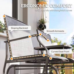 Wyld Haus Mukatti Metal 2 Seater Garden Glider Bench with Glass Top Centre Table in Brown - thumbnail 9
