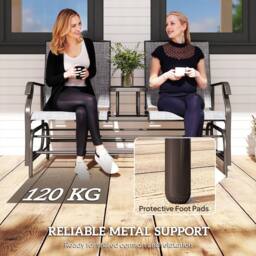 Wyld Haus Mukatti Metal 2 Seater Garden Glider Bench with Glass Top Centre Table in Brown - thumbnail 8