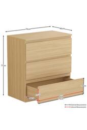HD Designs Denver 3 Drawer Chest of Drawers Storage in Brown - thumbnail 2