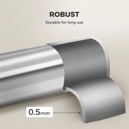 VOGREX Extendable Satin Nickel Steel Curtain Rod Set in Silver - thumbnail 3