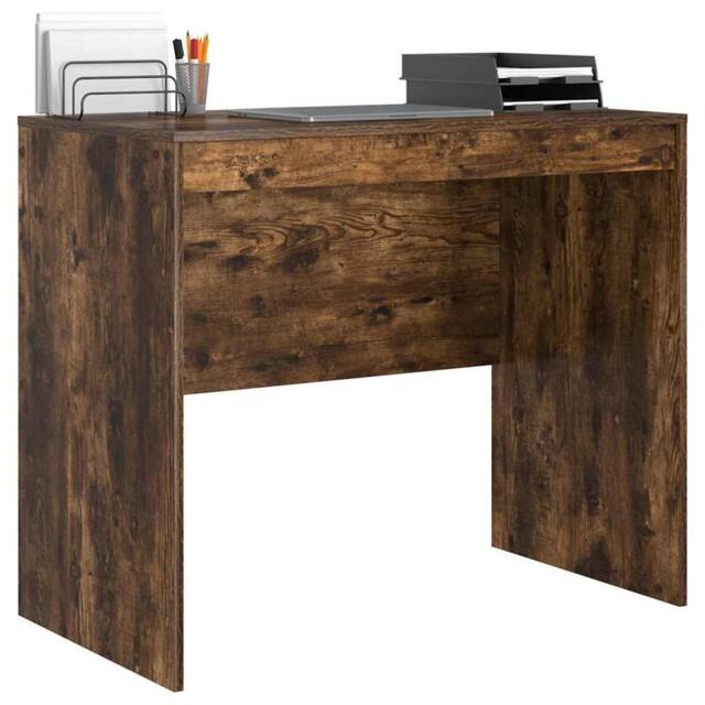 Berkfield Home Modern Computer Desk Smoked Oak Engineered Wood 90 x 50 x 76 cm in Brown - image 1
