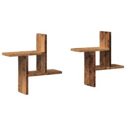 Berkfield Home Wall Shelves 2 pcs Old Wood 38x12x38 cm Engineered Wood in Brown - Size: 38 x 12 x 38 cm - thumbnail 2