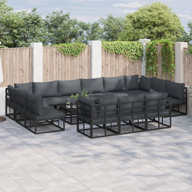 Berkfield Home Garden Sofa Set 13 pcs Black 423 x 211.5 x 71 cm Aluminium - image 1