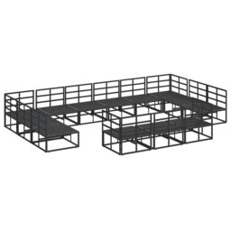 Berkfield Home Garden Sofa Set 13 pcs Black 423 x 211.5 x 71 cm Aluminium - thumbnail 7