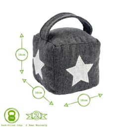 Nicola Spring Herringbone Door Stop - 16 x 16cm - Star in Grey - Size: 16 x 16 cm - thumbnail 3