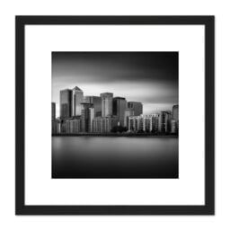Artery8 Warby City Skyline Canary Wharf London Photo 8X8 Inch Square Wooden Framed Wall Art Print Picture with Mount in Black - thumbnail 1
