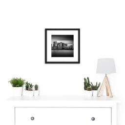 Artery8 Warby City Skyline Canary Wharf London Photo 8X8 Inch Square Wooden Framed Wall Art Print Picture with Mount in Black - thumbnail 2
