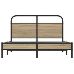 Berkfield Home Bed Frame Without Mattress 140x200 cm Smoked Oak Engineered Wood in Brown - thumbnail 5